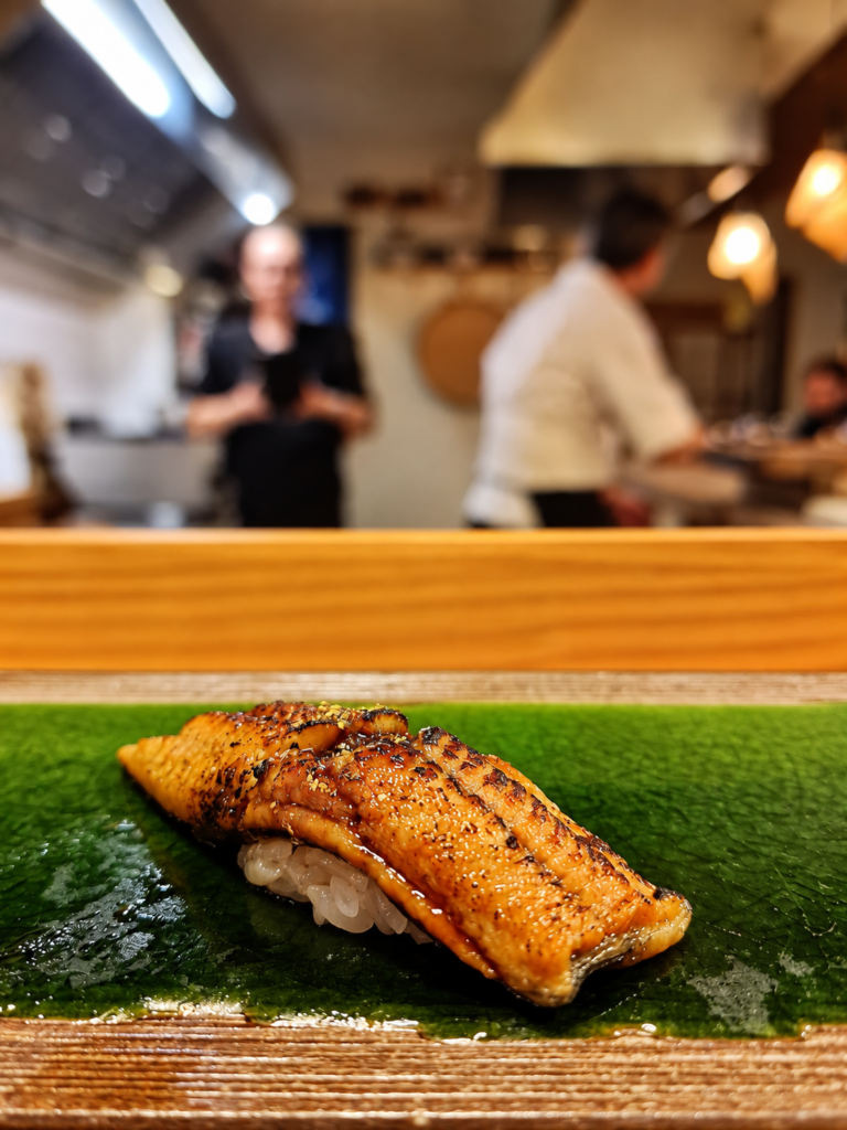 Nigiri de anguila en Kappou Makoto Murcia